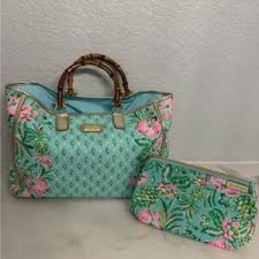 Lilly Pulitzer Greydon Canvas Tote Oh diamond girl print with a gift ❤️‍🔥 - Picture 4 of 14